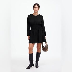 Madewell Bubble Sleeve Smocked Mini Dress
